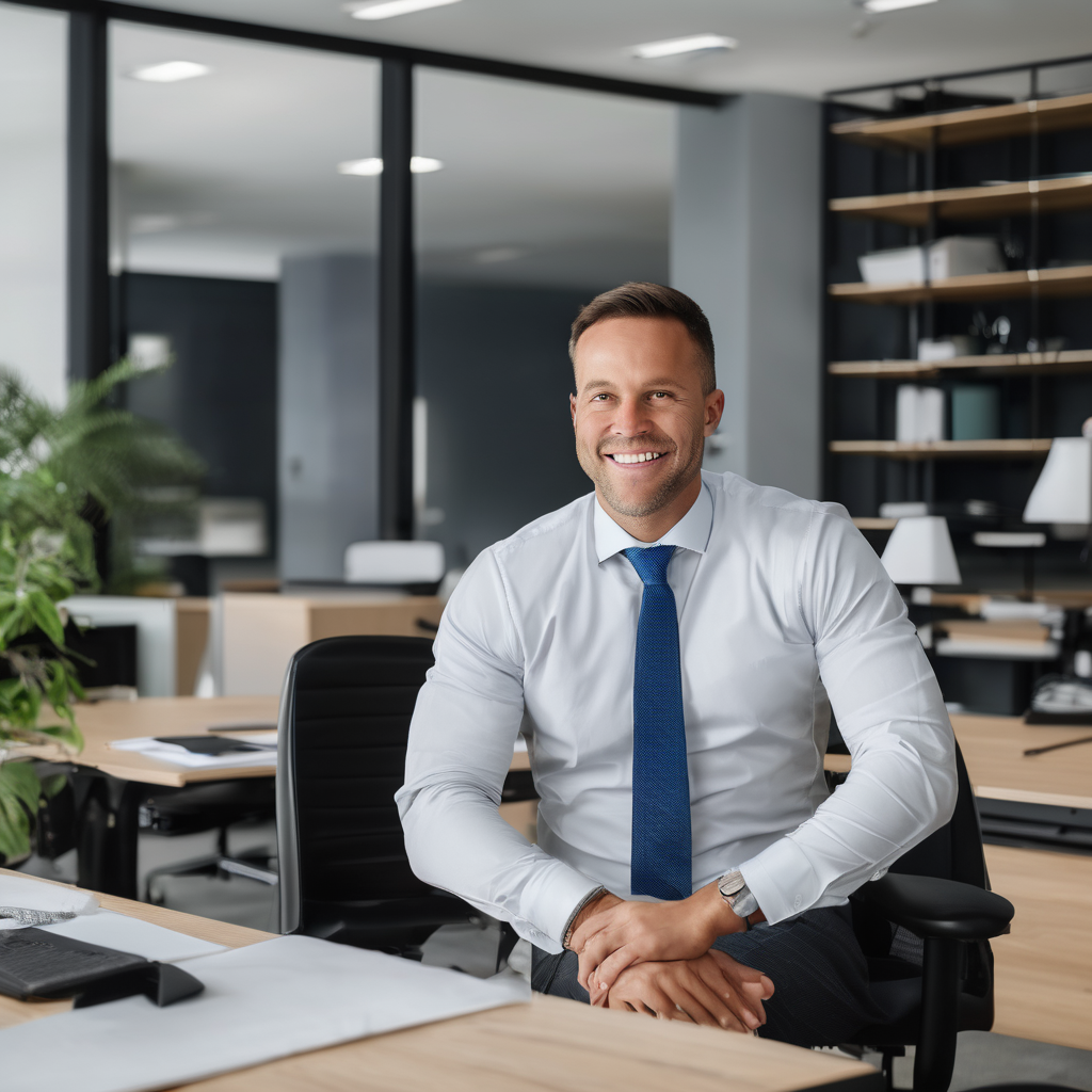 Property manager inspecting a cleaned commercial office workspace